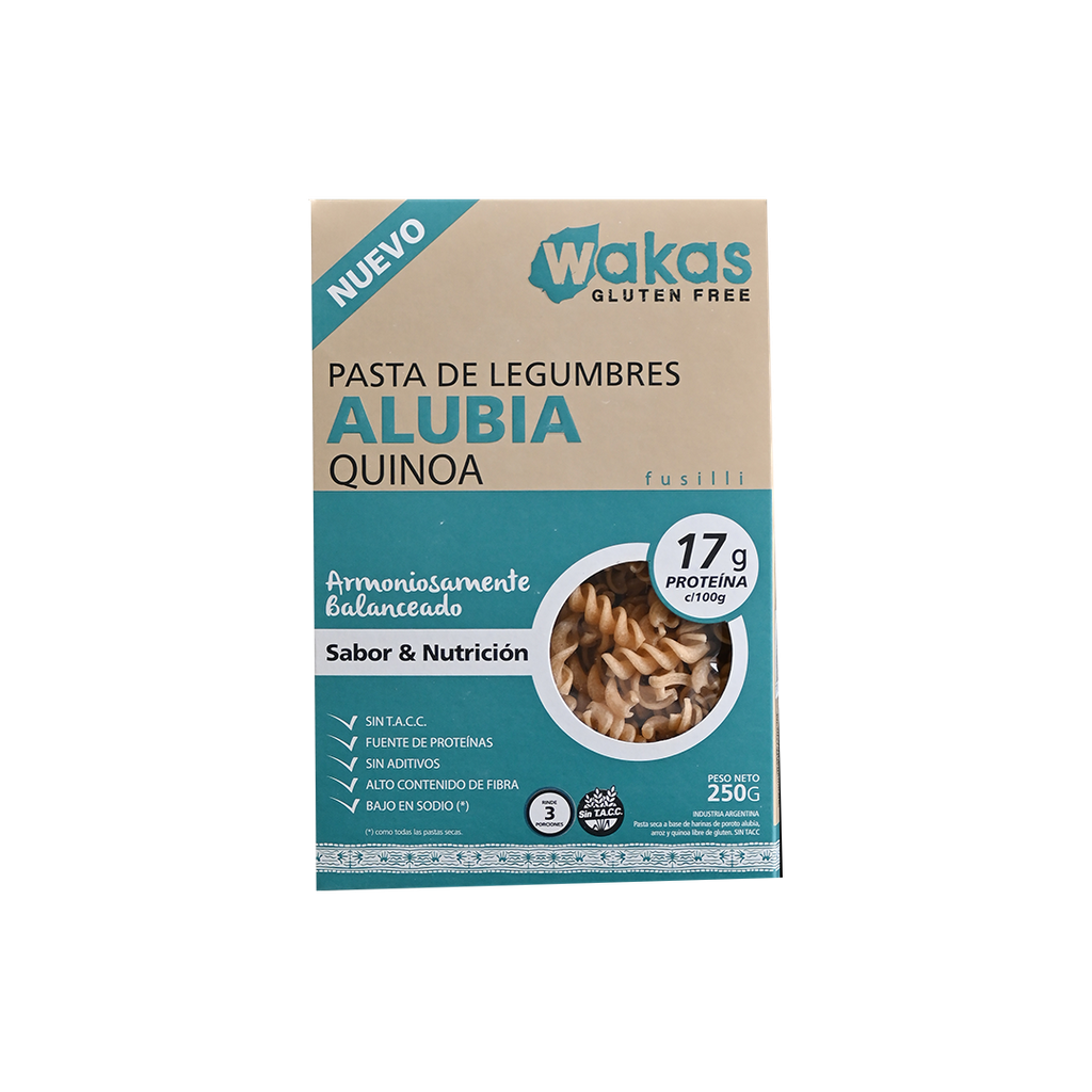 Pasta proteica fusilli POROTOS ALUBIA y QUINOA x300g - Wakas